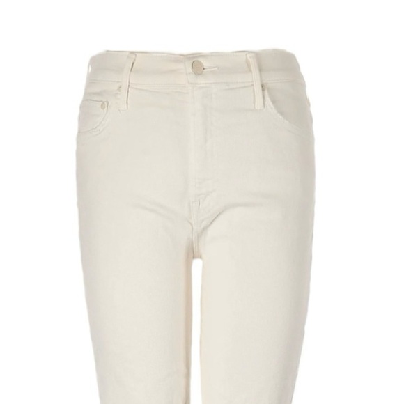 Mother The Looker Ankle Step Fray Jeans Cream Puffs NWT Size 33 High Rise Skinny - Picture 4 of 11